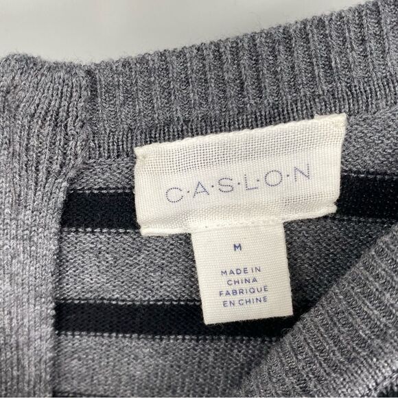 Caslon Women’s Round Neck Striped Long Sleeve Tunic Sweater size M Oversized - Picture 2 of 3